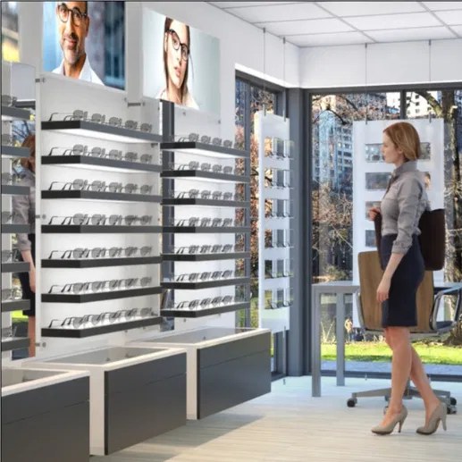 Optical dispensary frame wall